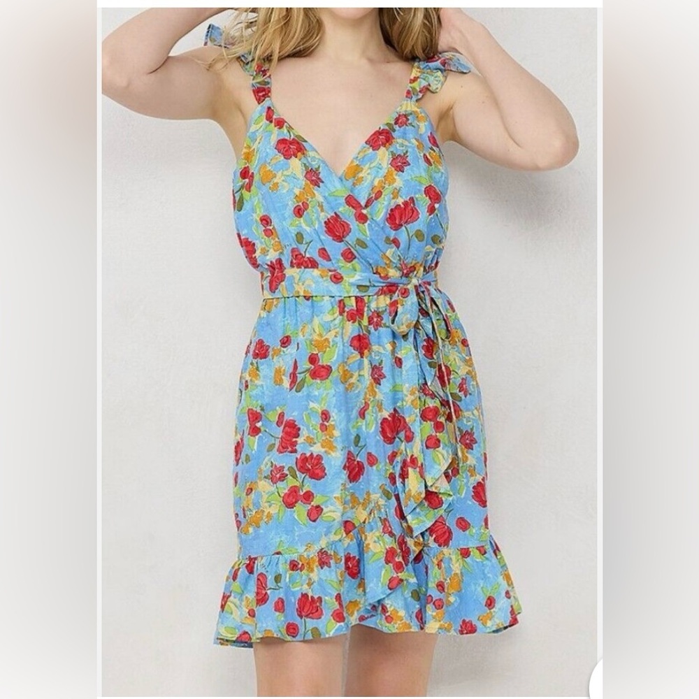 NWT  Blue Spring Floral Sleeveless Dress